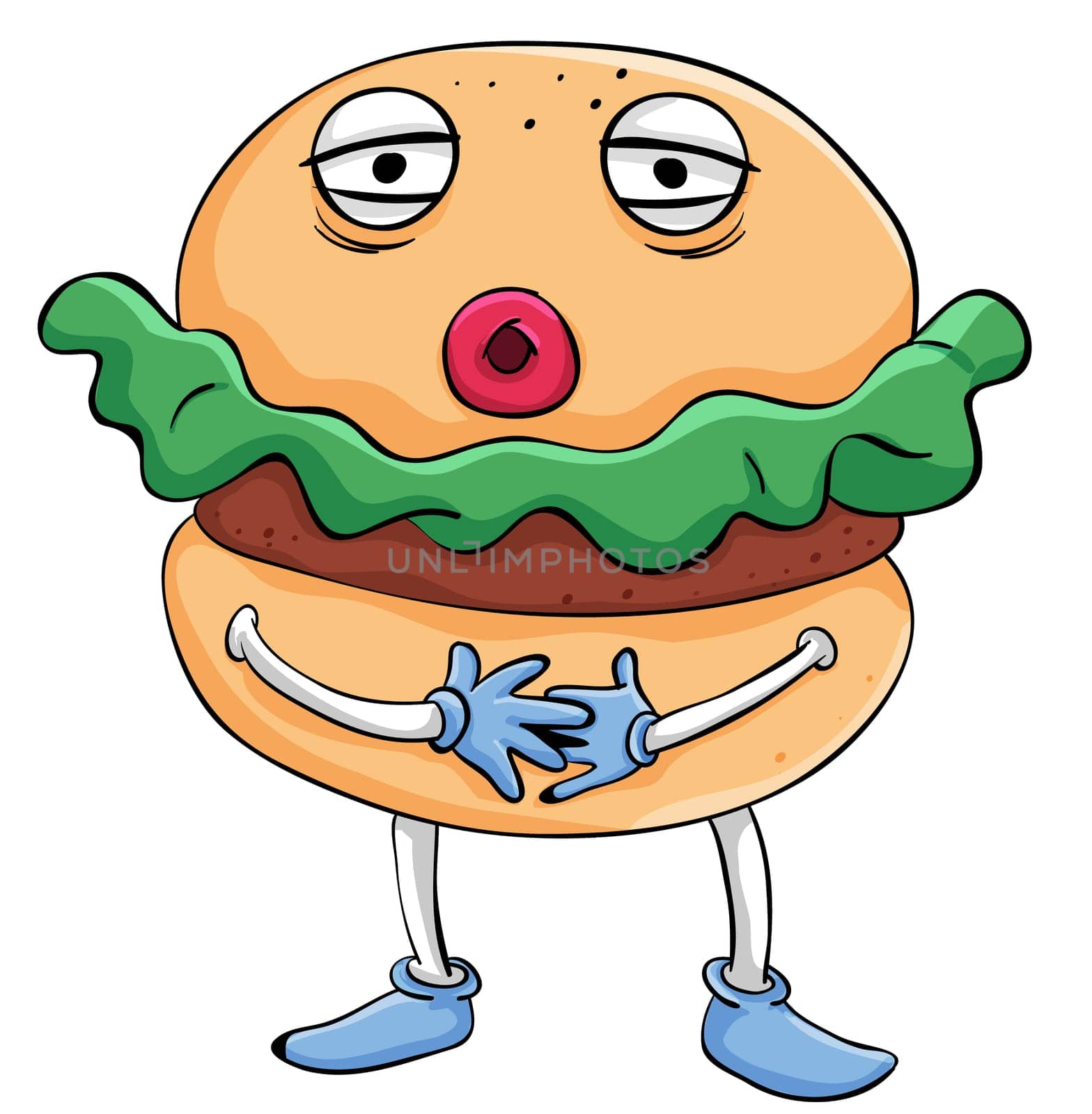 Illustration of comical cartoon food
