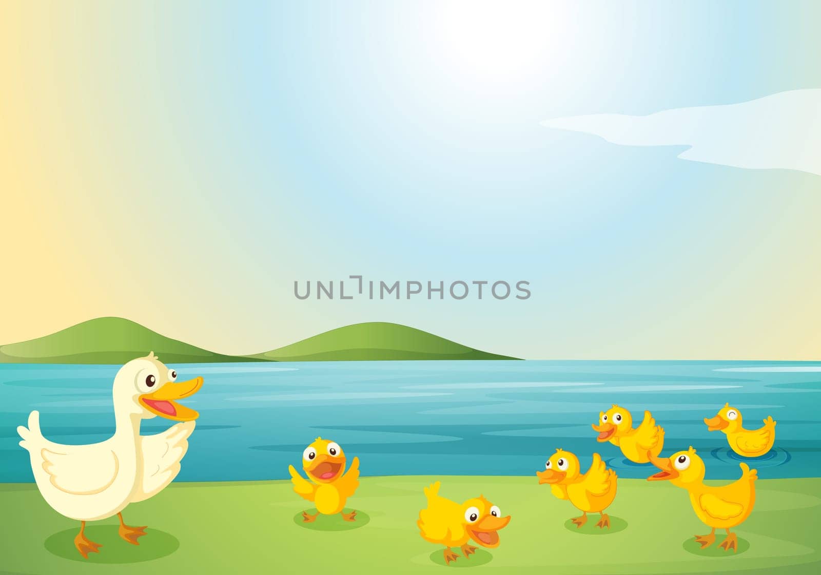 illustration of ducks in a beautiful nature