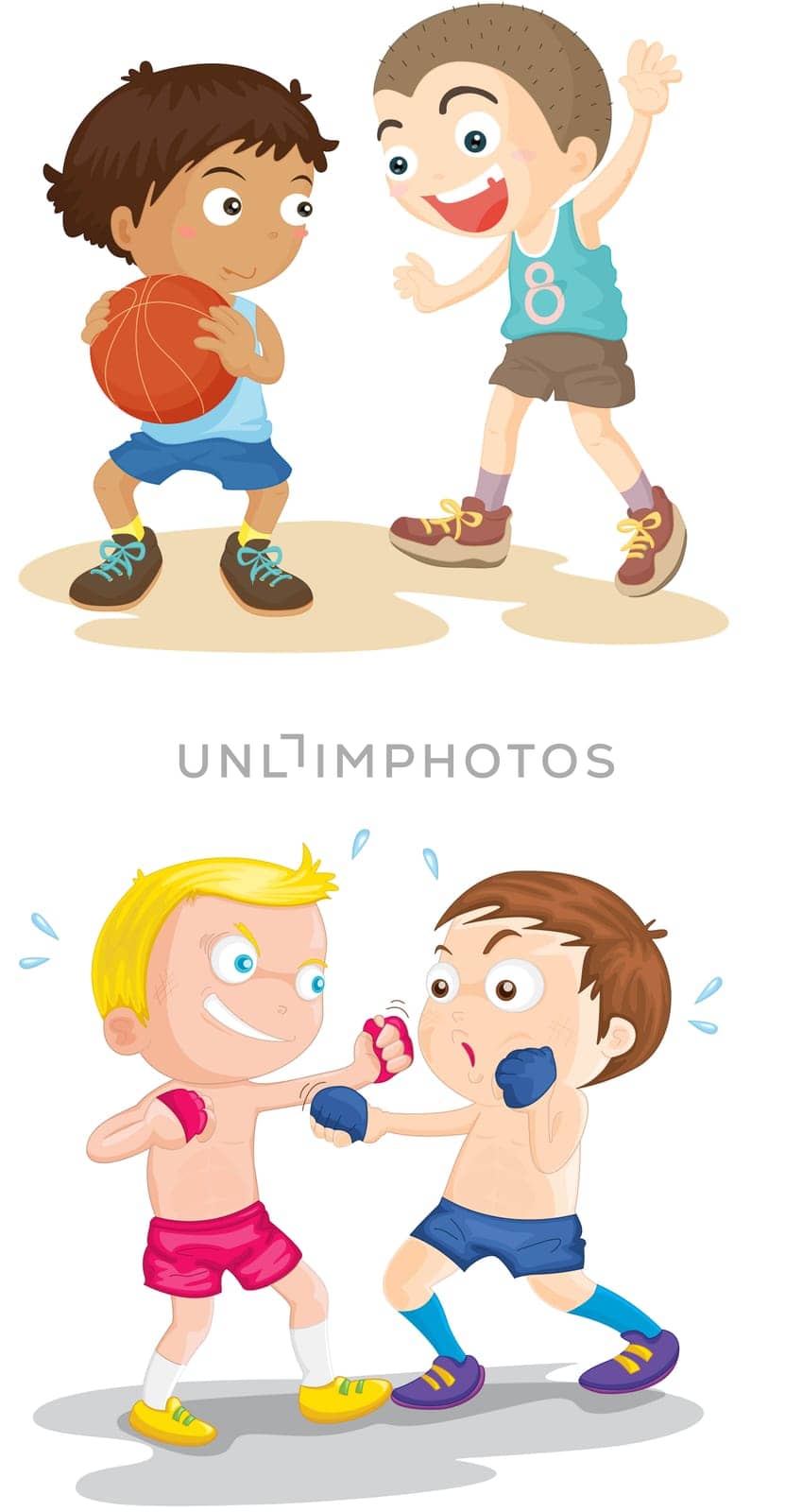 Illustration of  a four kids on white