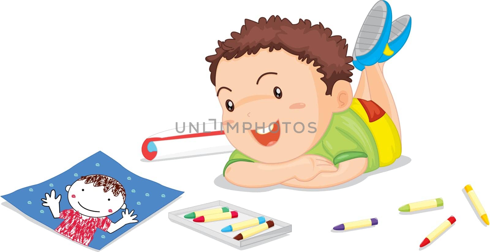 Illustration of  a boy on white