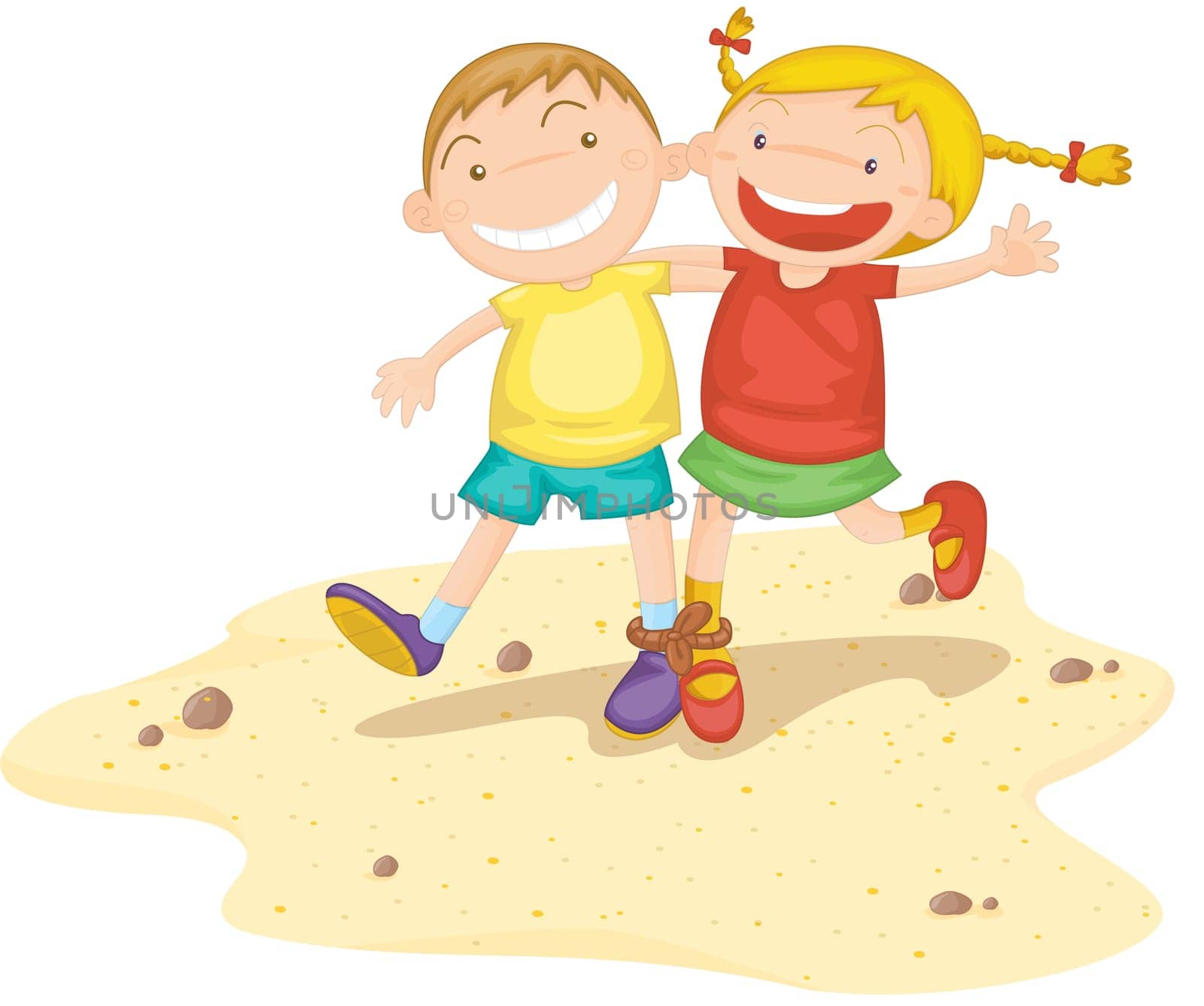 Illustration of  a two kids on white