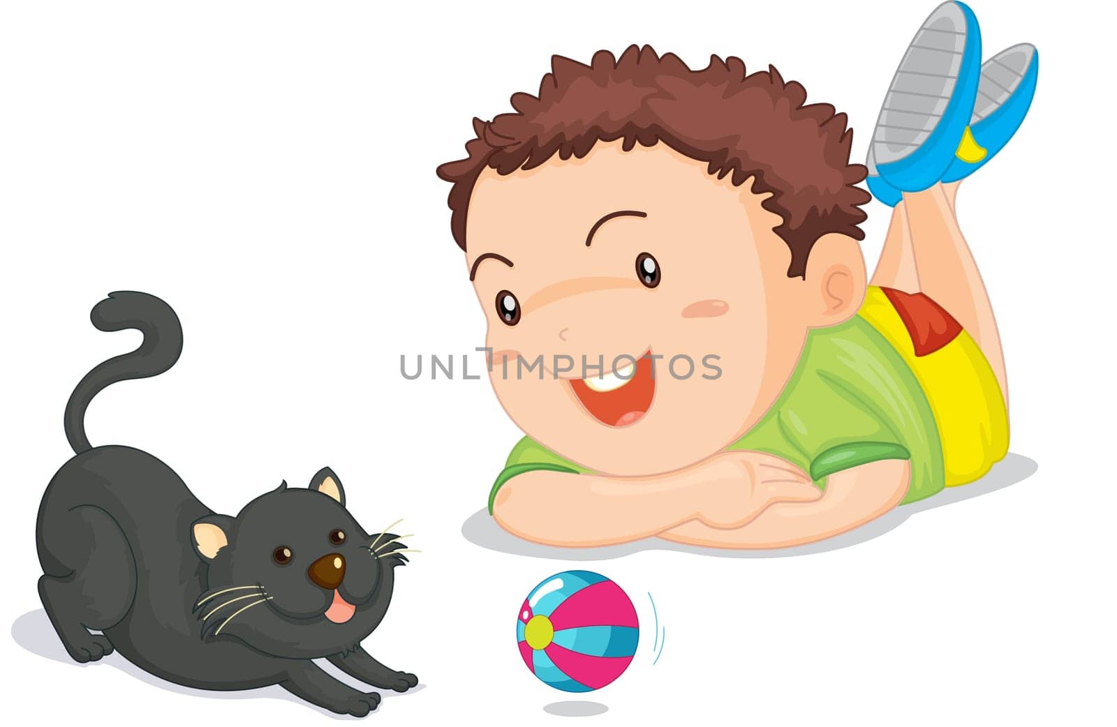 Illustration of  a boy on white