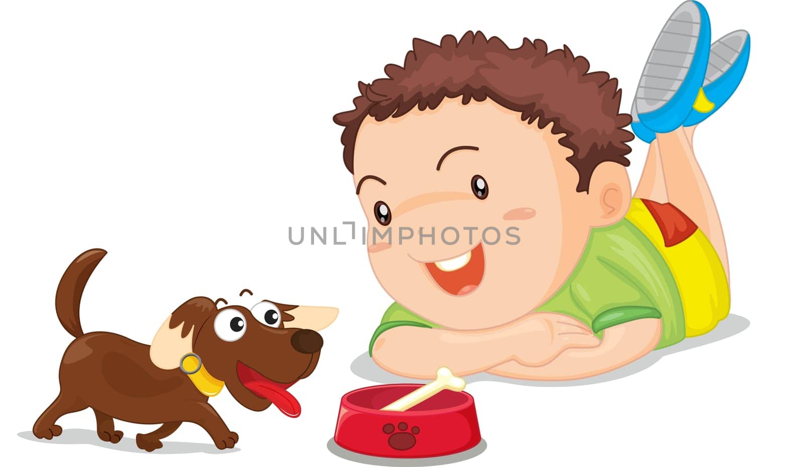 illustration of boy and dog