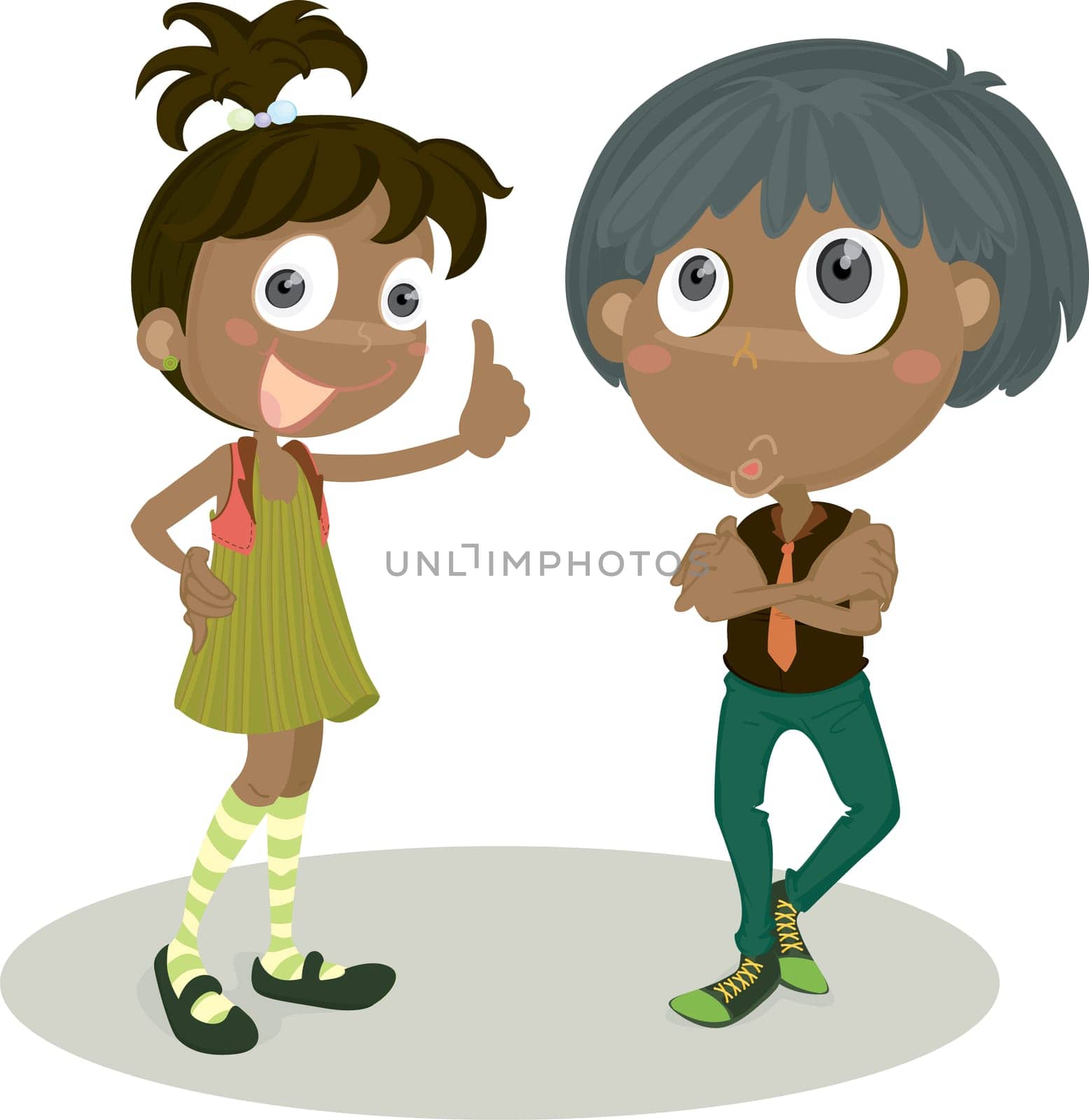 Illustration of girl and boy on white background