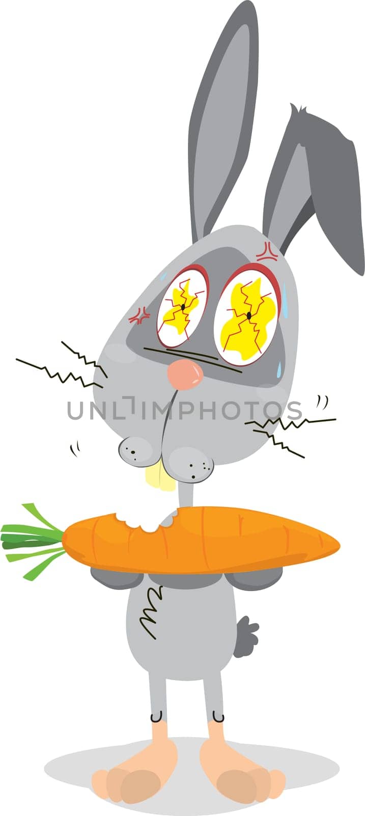 Illustration of A Rabbit Eating Carrot on white background