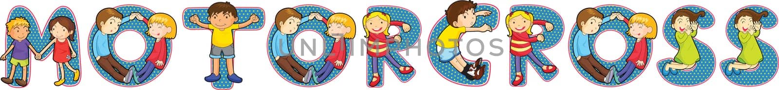 illustration of cartoon alphabets on white