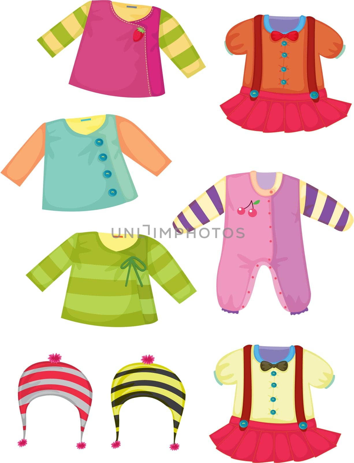 illustration of various apparel on white