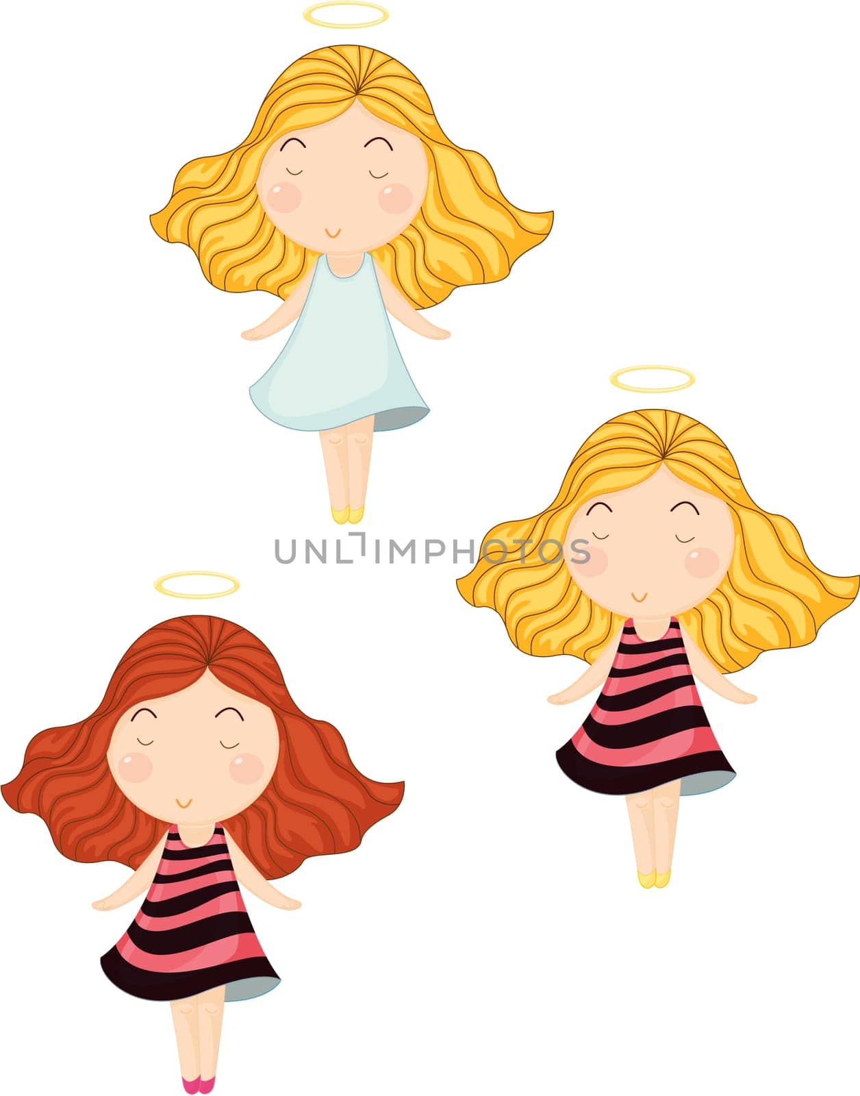 illustration of girls on white