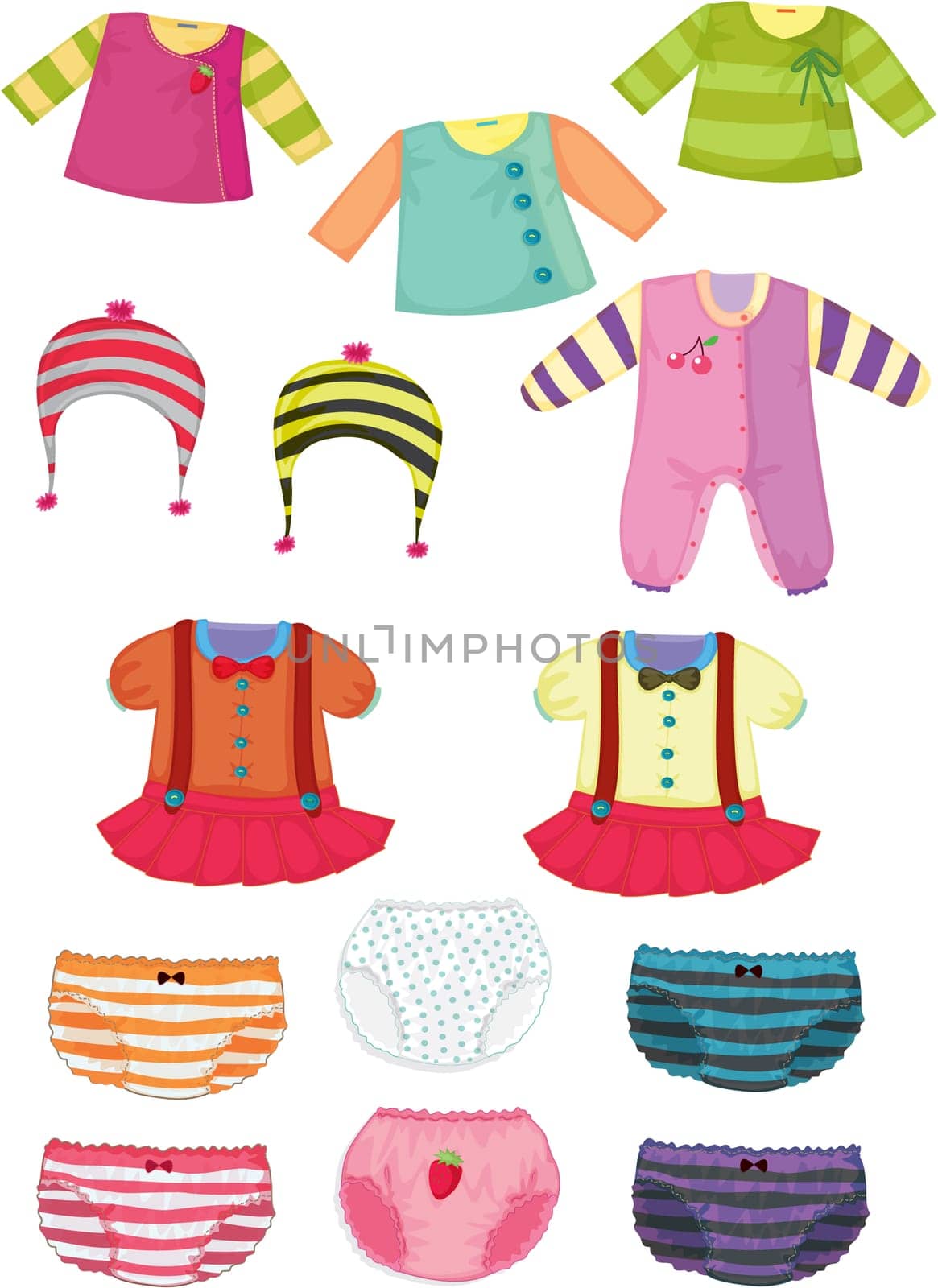 illustration of various apparel on white