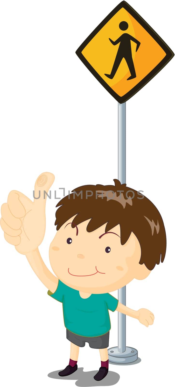 illustration of kid near the signal