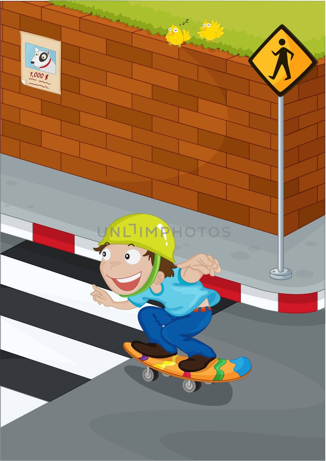 illustration of kid near the signal