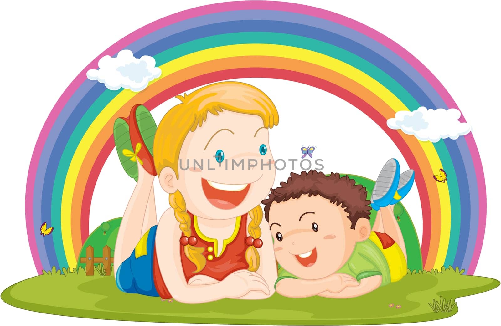 Illustration of a kids on a white background