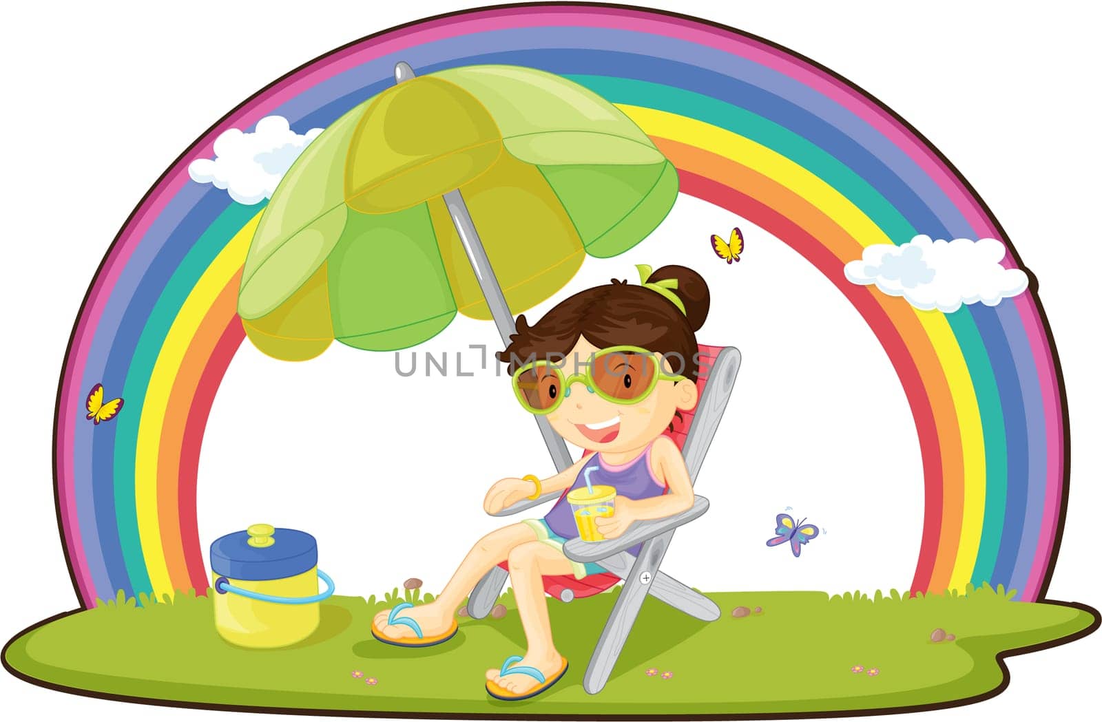 illustration of girl on white