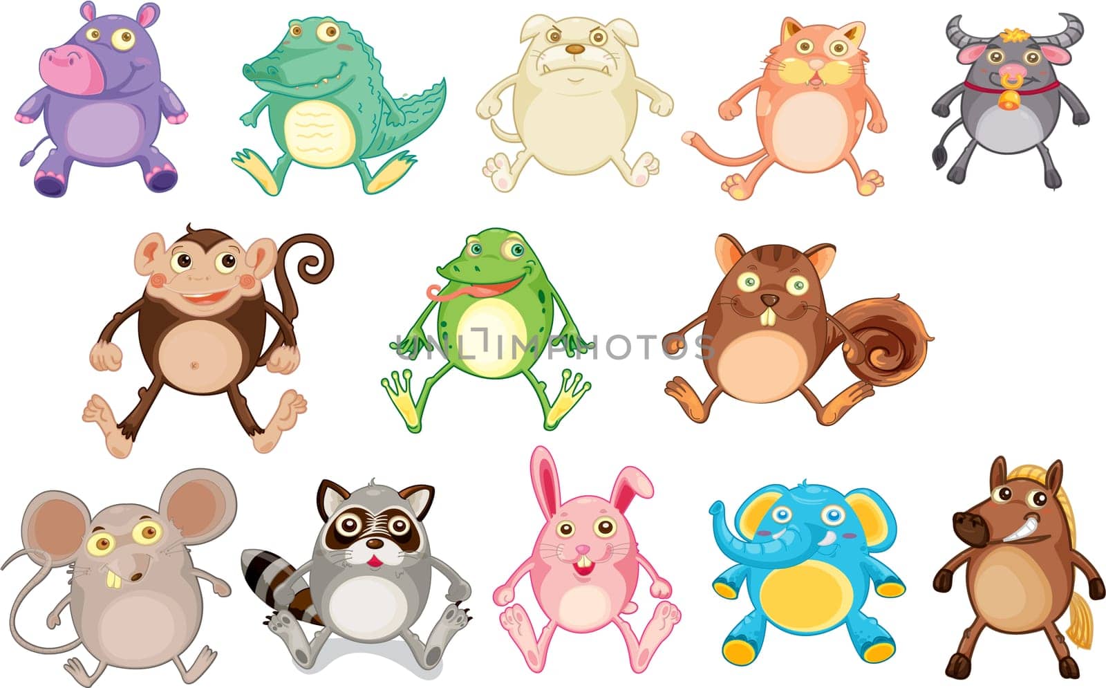 illustration of various animals on white