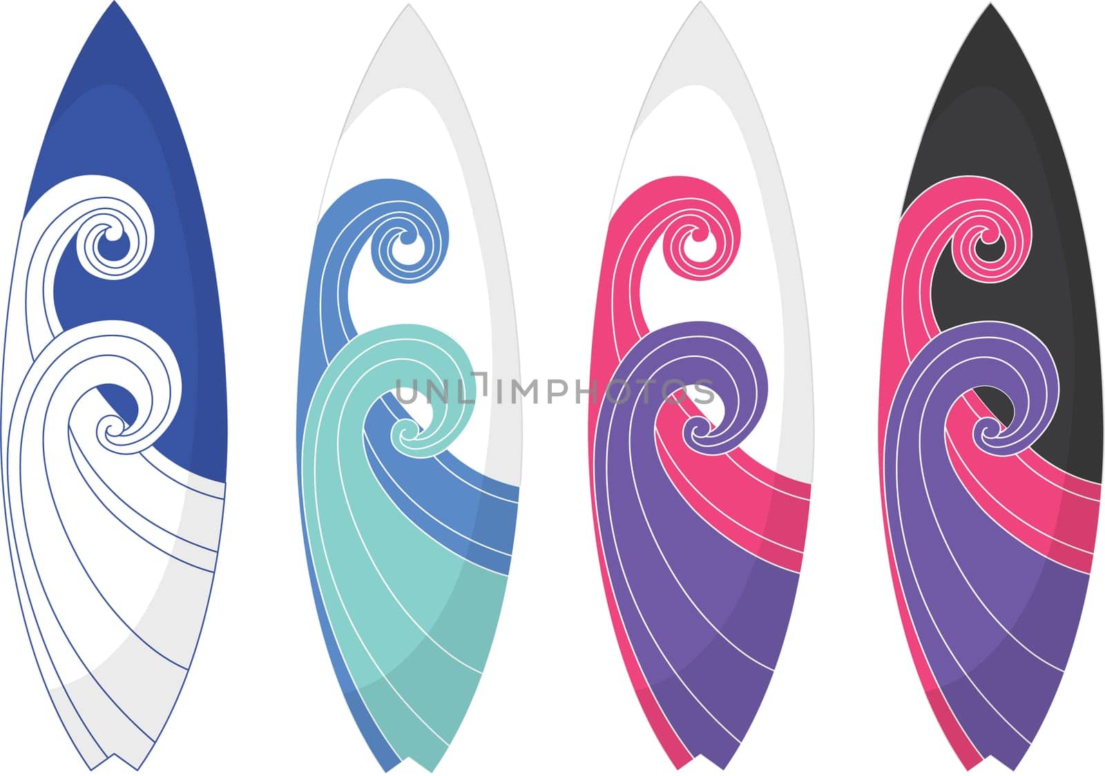 Illustration of Surfing Pads on white background