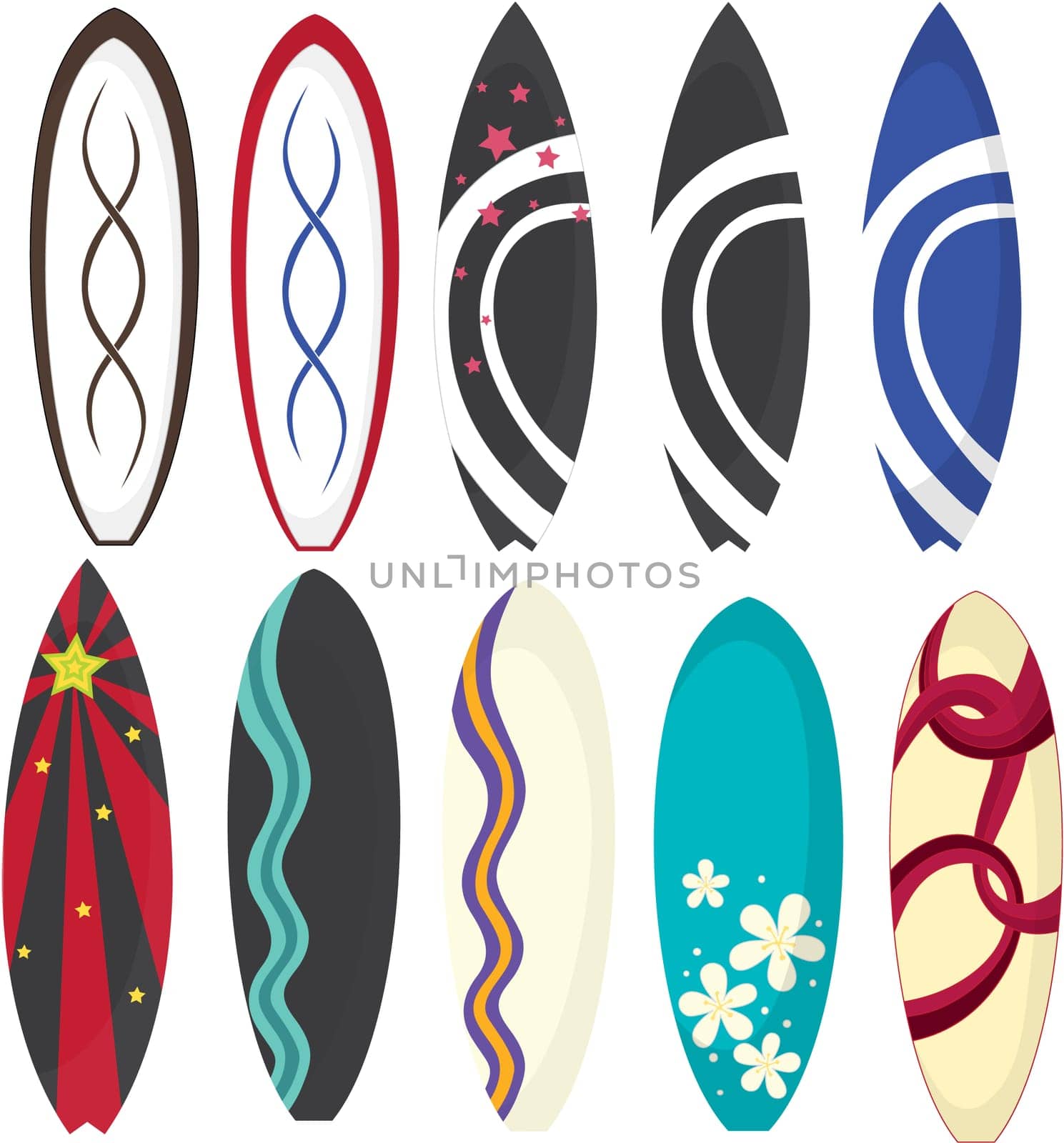 Illustration of a surfing pads on a white background