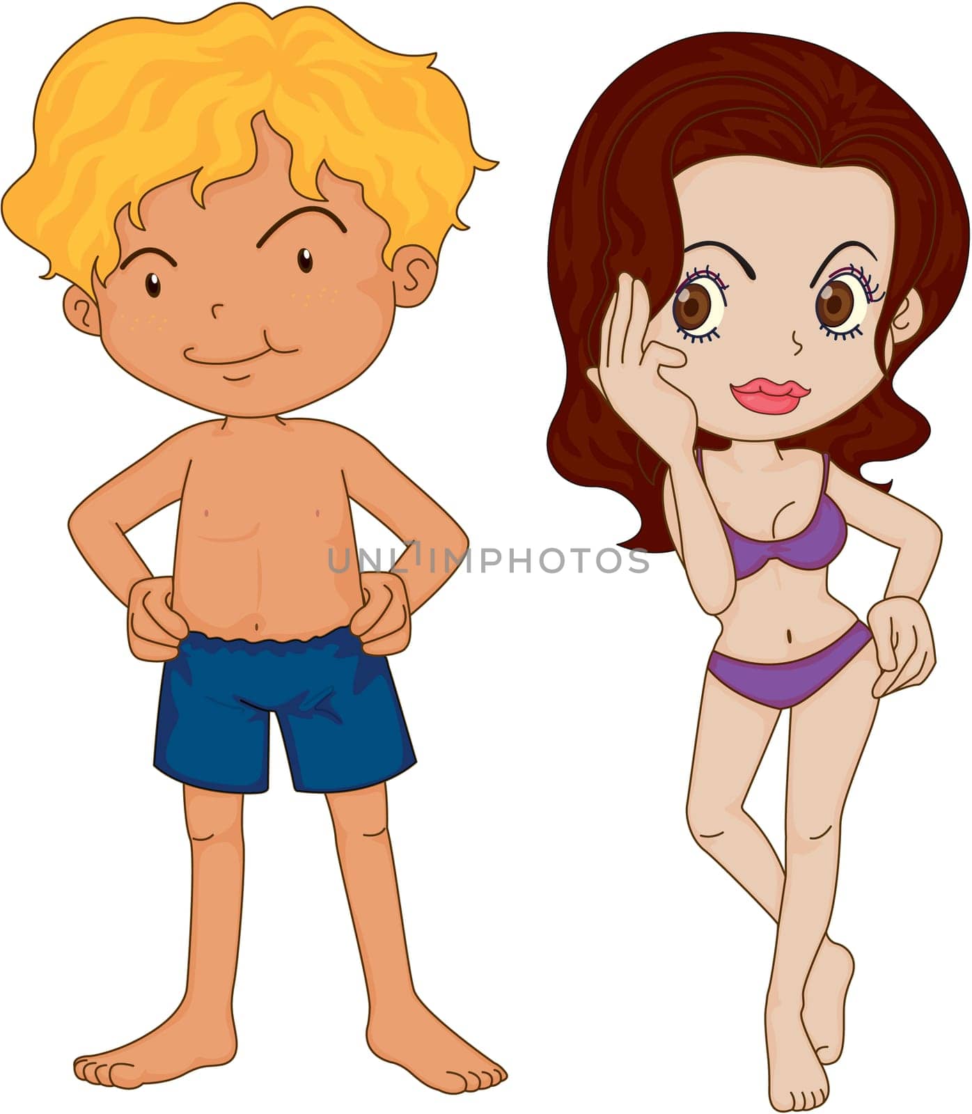 Illustration of Boy and Girl on white background