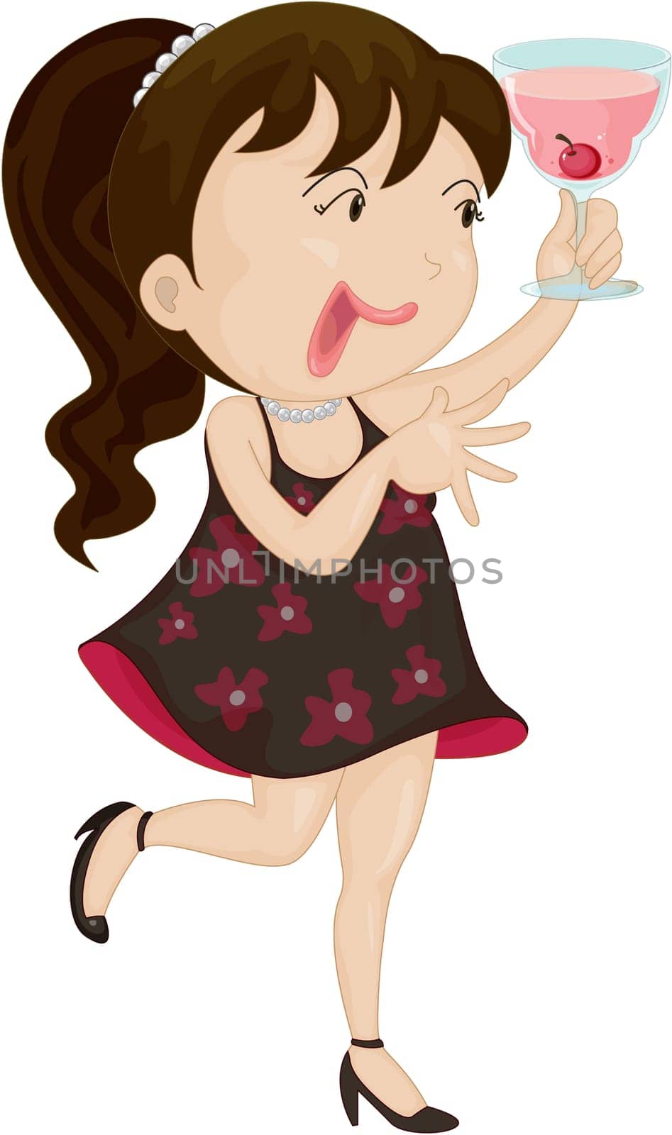 Illustration of a girl running on a white background