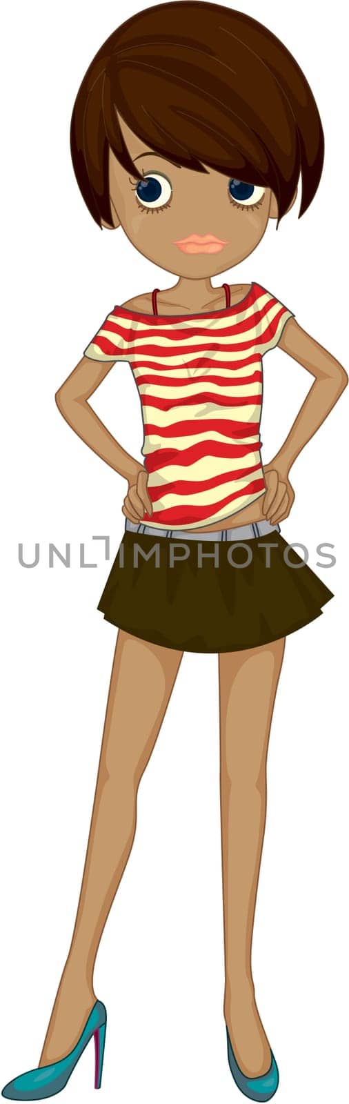 Illustration of a Girl on a white background