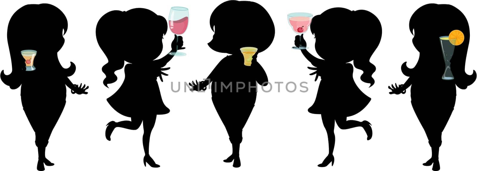 illustration of girls on white background