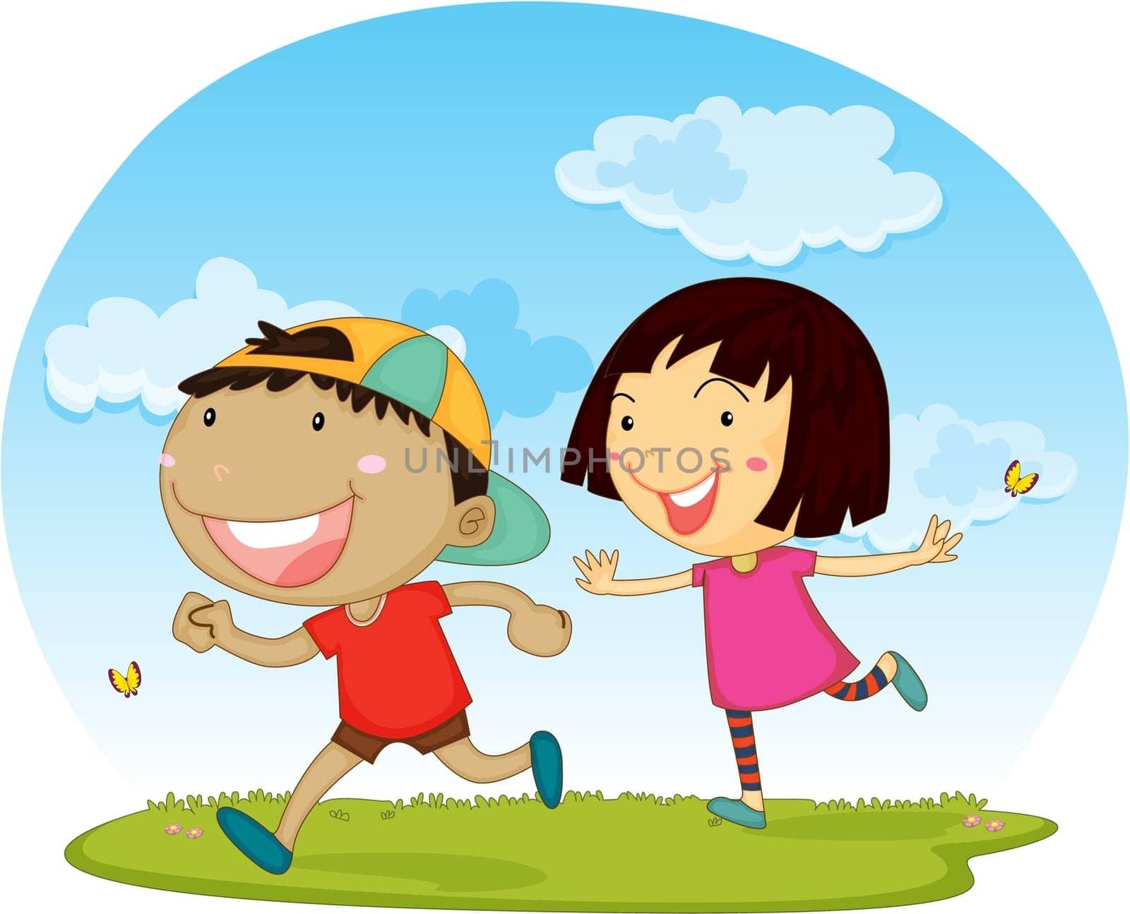 Illustration of Boy and Girl on white background