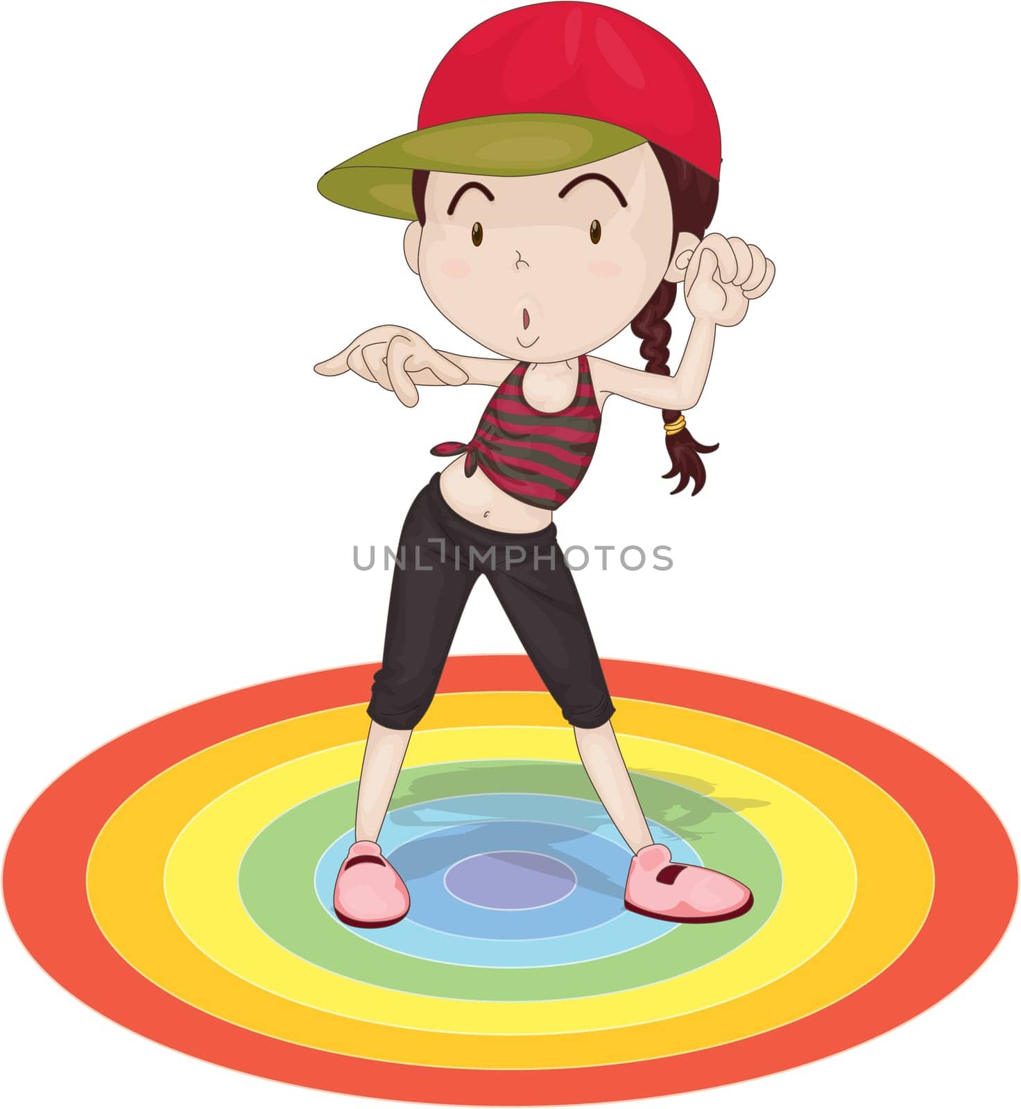 Illustration of A Dancing Girl on white background