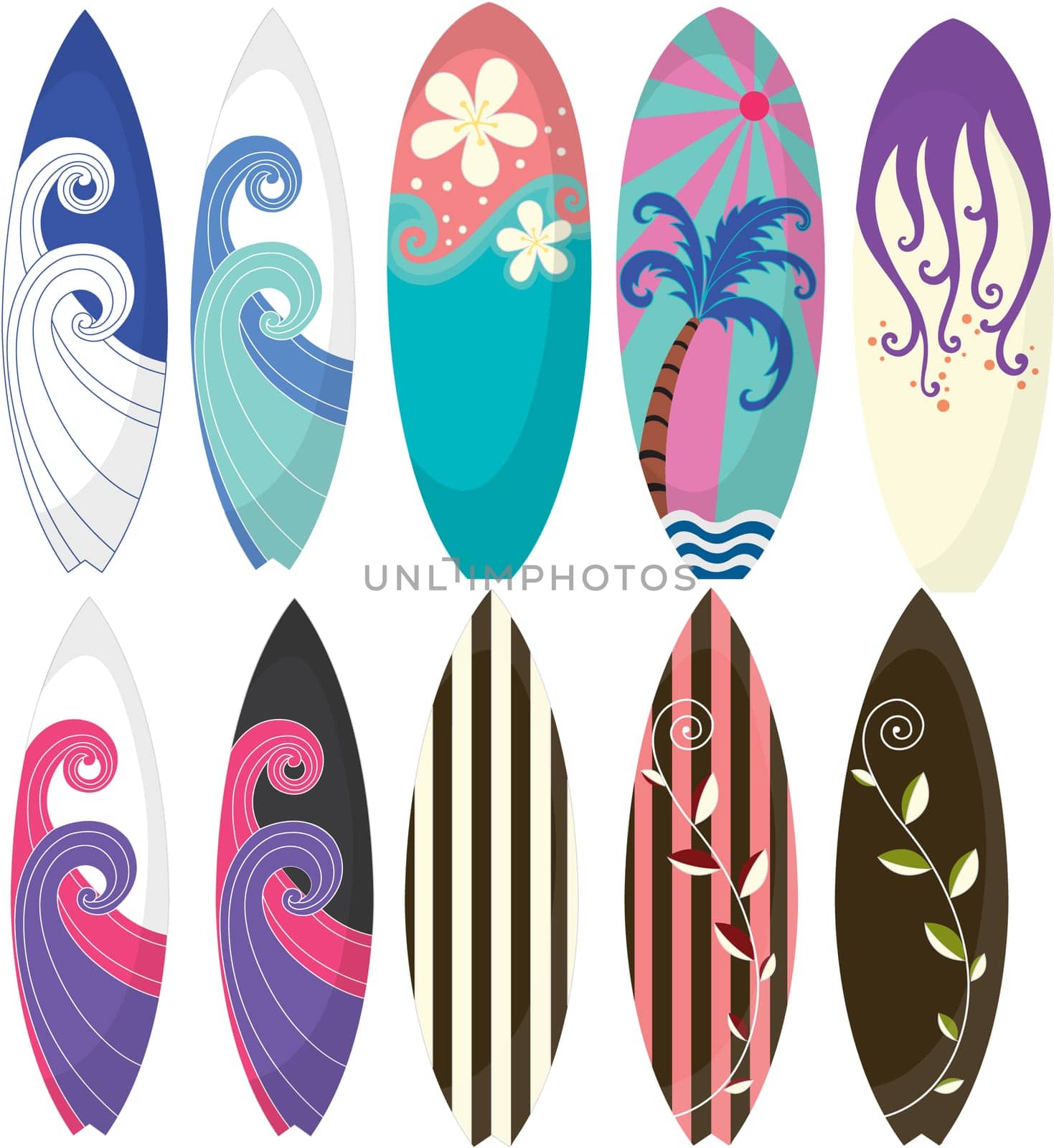 Illustration of a surfing pads on a white background
