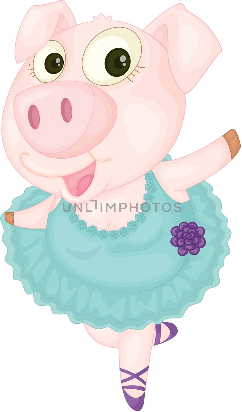 Illustration of Dancing Pig on white background