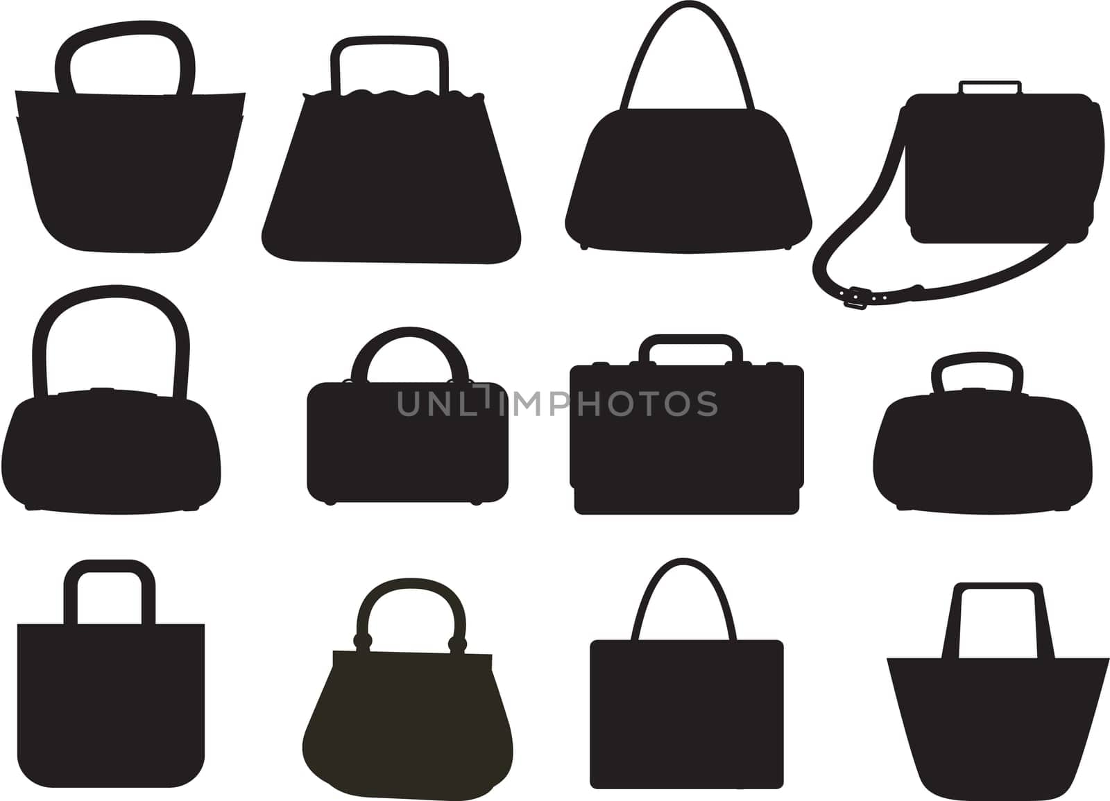 illustration of handbags on white background