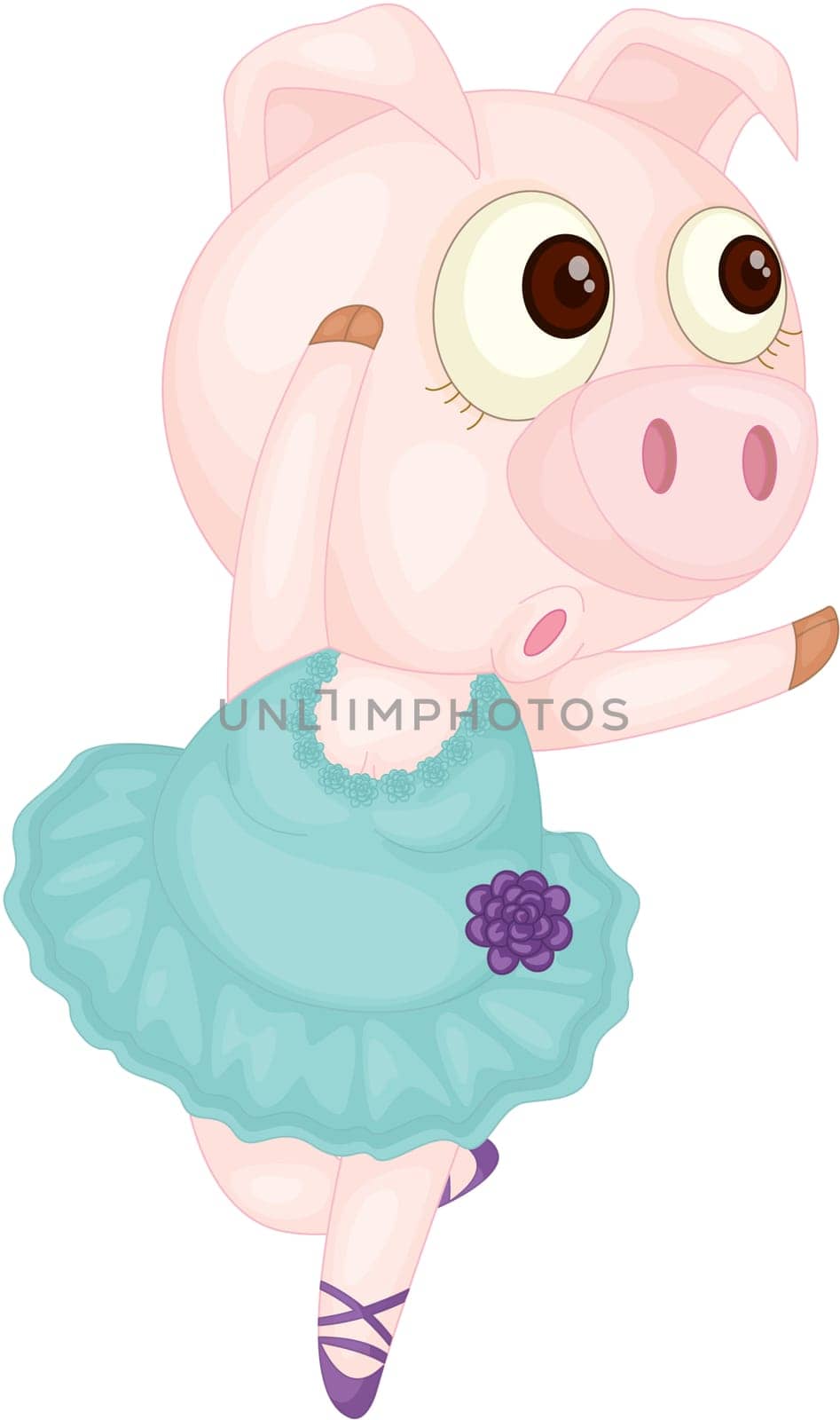 Illustration of Dancing Pig on white background