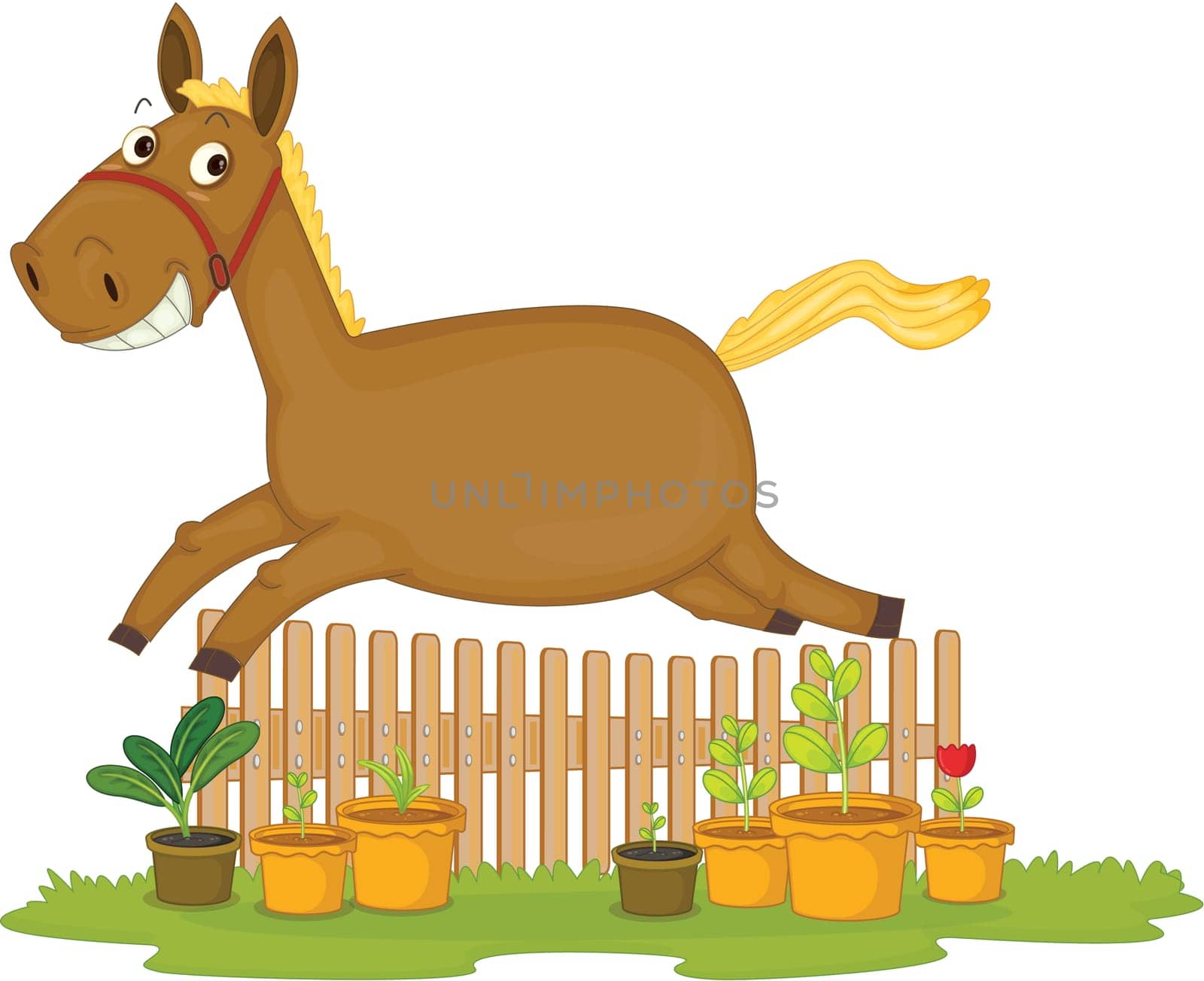 Illustration of A Jumping Horse on white background
