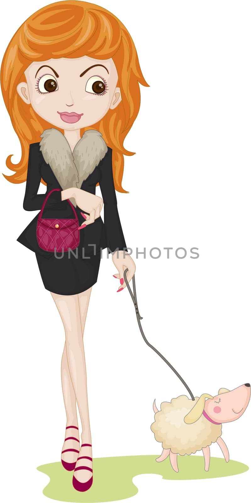 Illustration of A Girl With Pet on white background