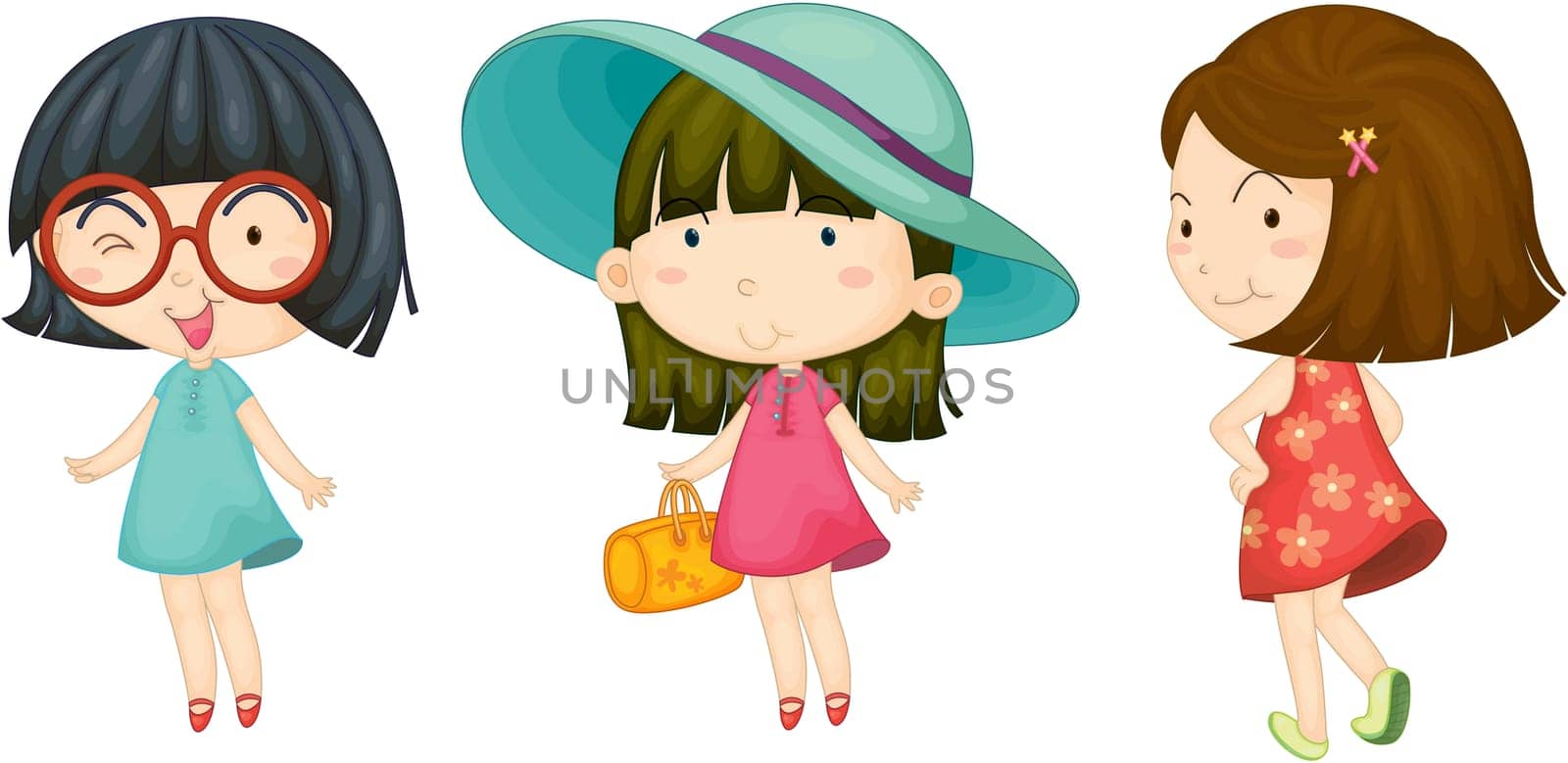 Illustration of a Girls on a white background