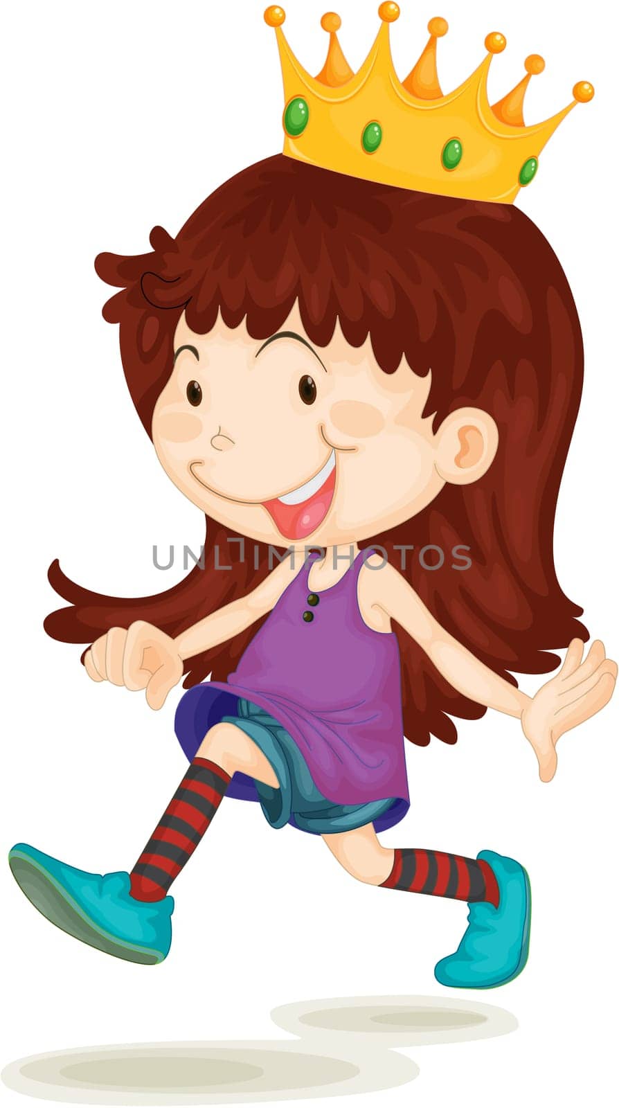 Illustration of a girl with crown on white background