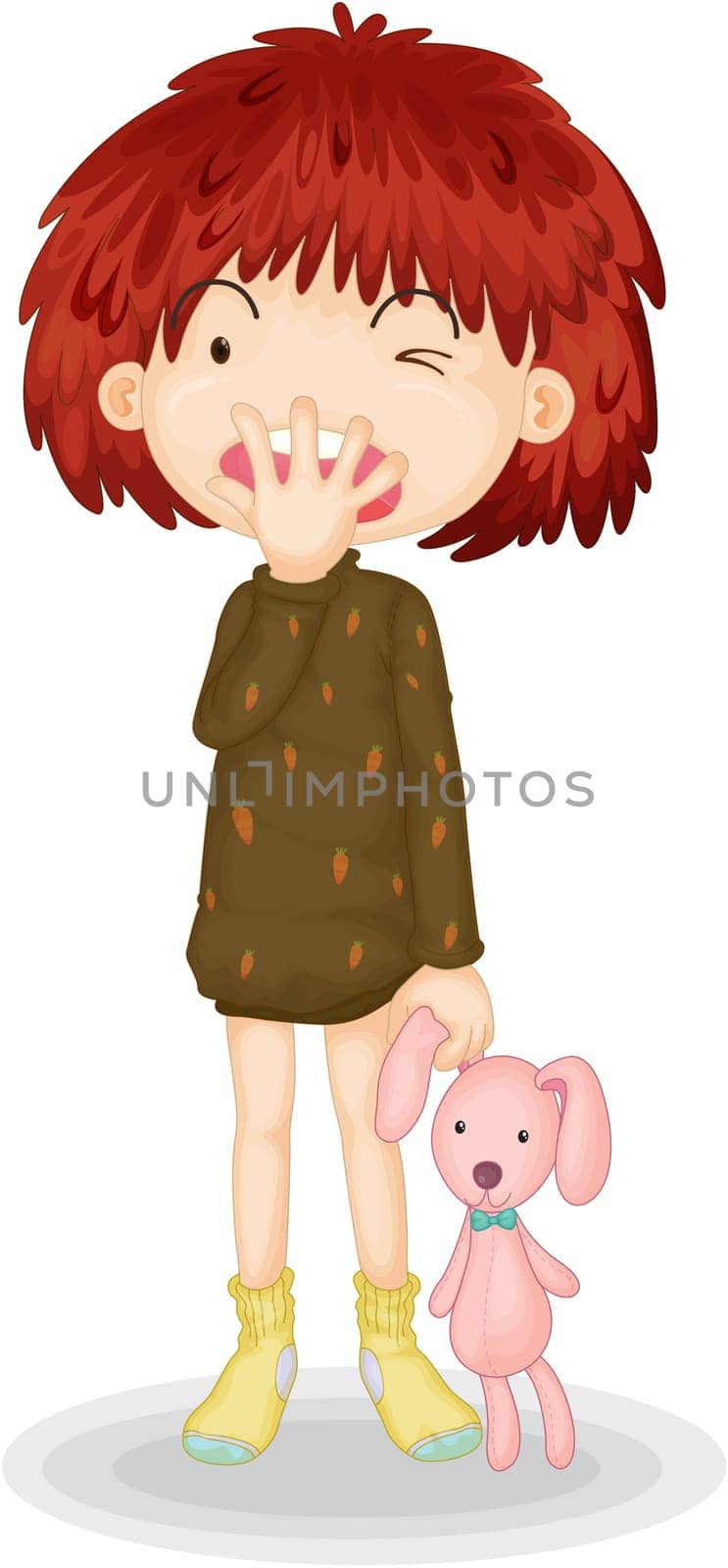 Illustration of A girl with a dog on white background
