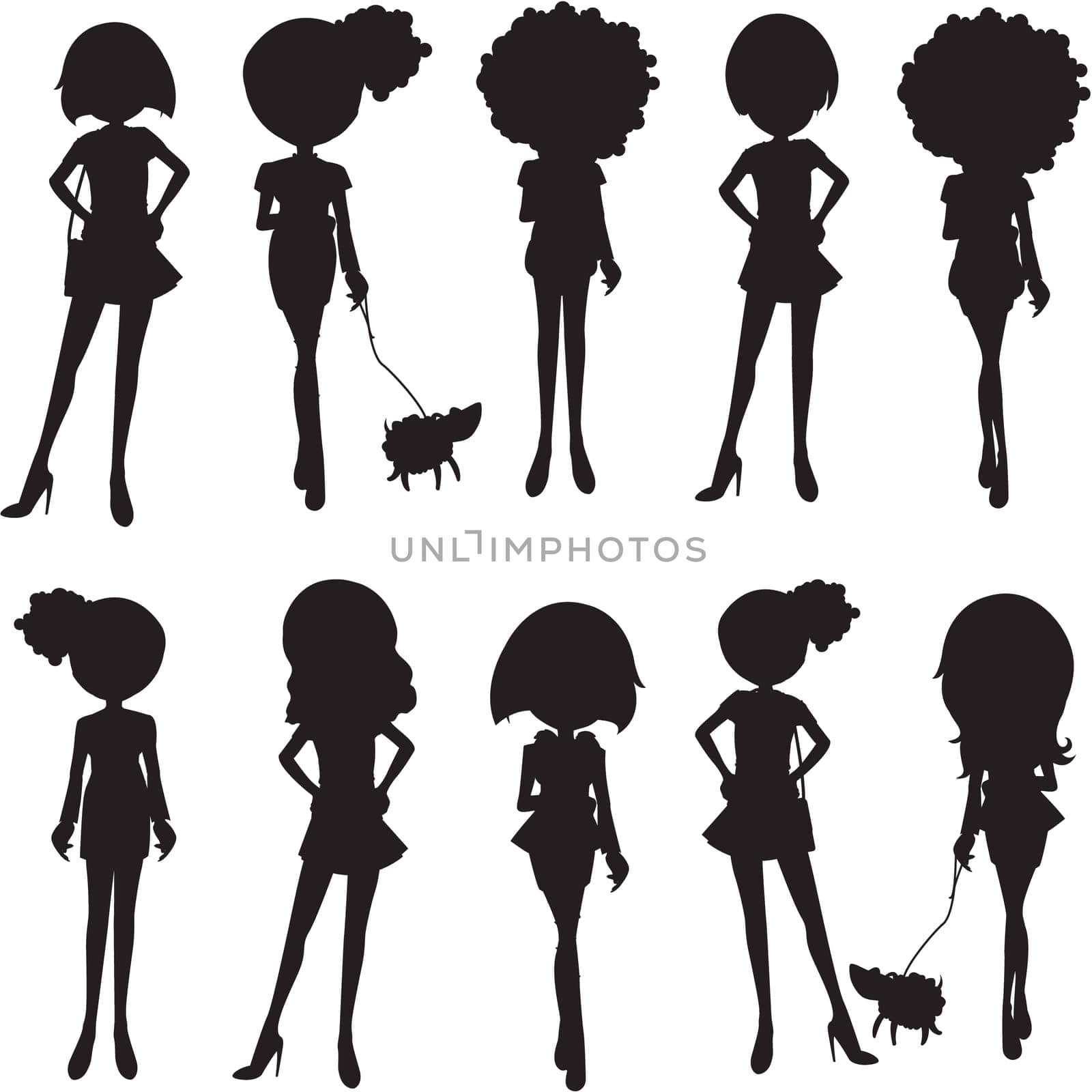 illustration of girls on white background
