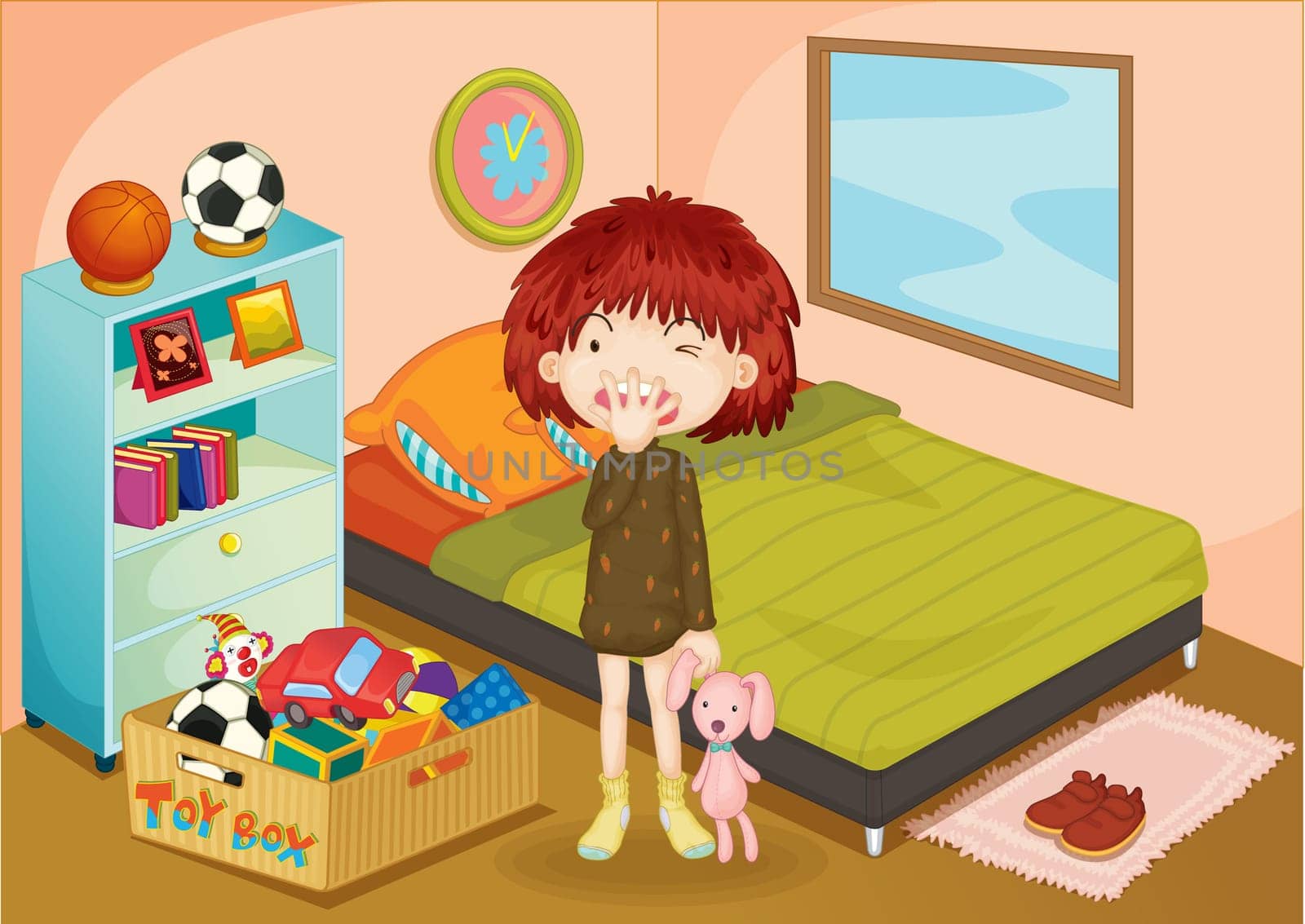 Illustration of a girl in a bedroom
