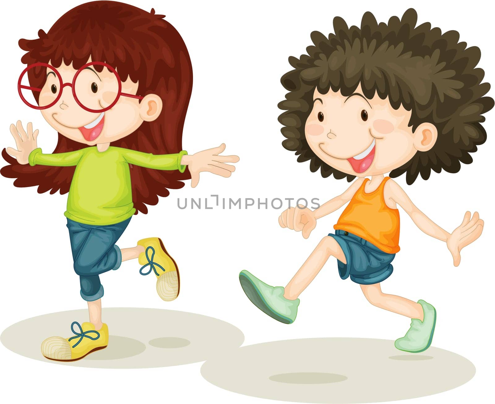 Illustration of a girl and boy on white background