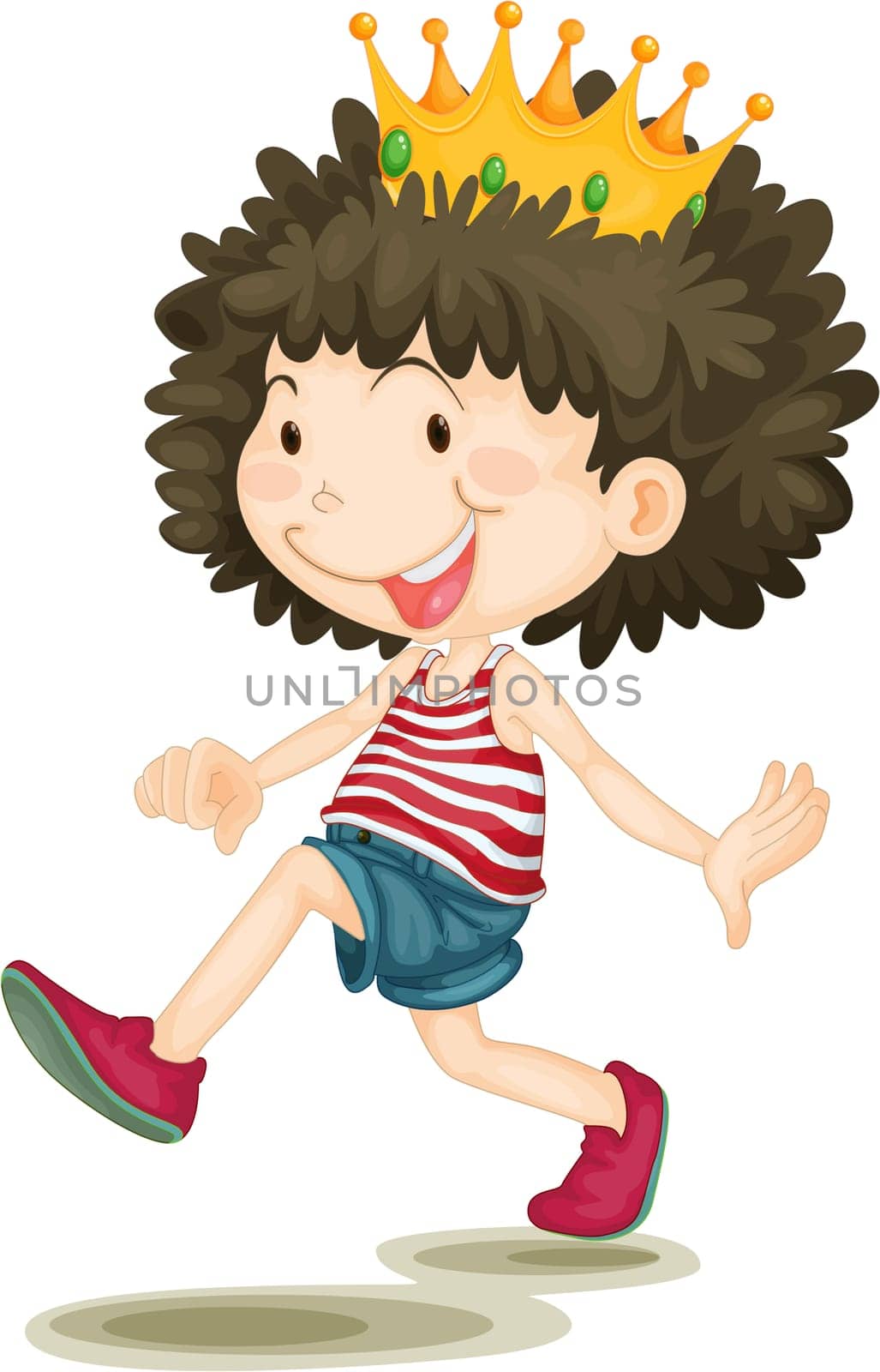 Illustration of a winner boy with a crown on a white background