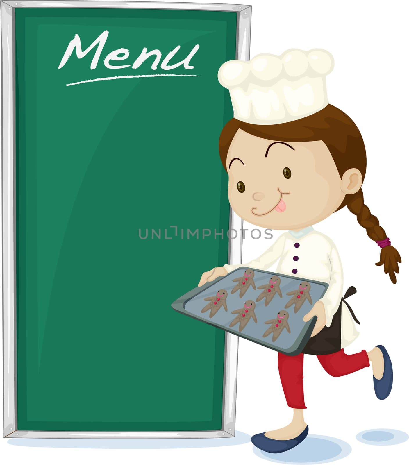 Illustration of A Serving Girl on white background