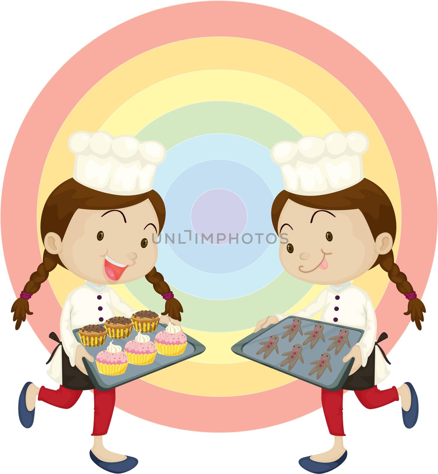 Illustration of two girls on white background