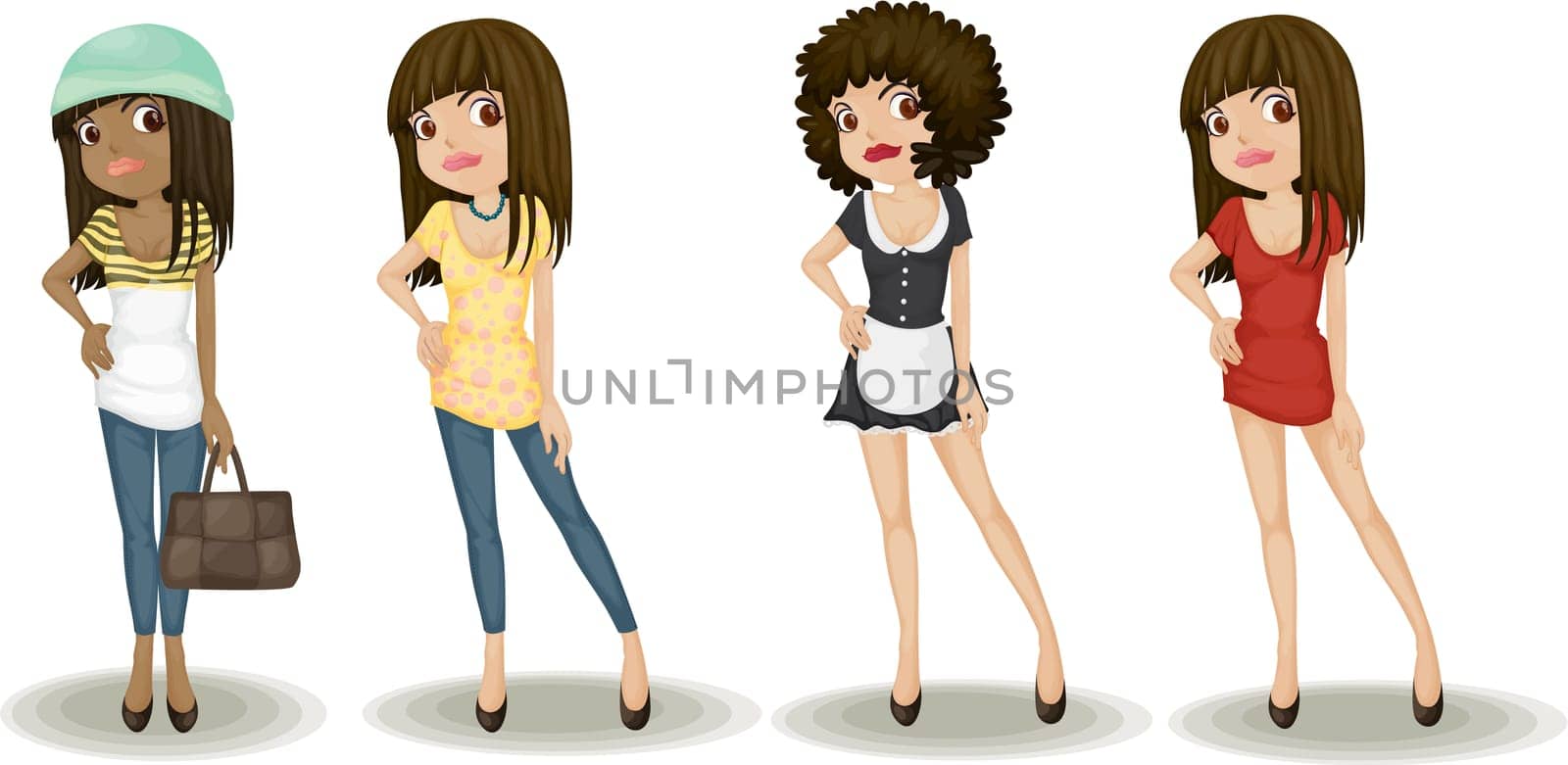 illustration of a girls on a white background