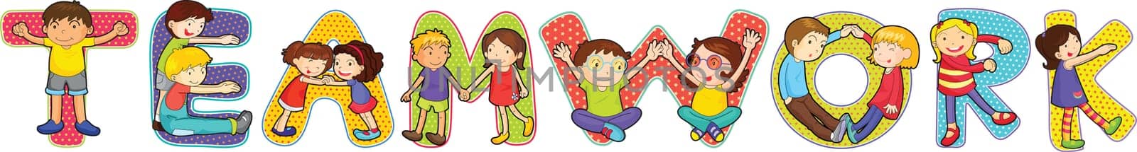 illustration of cartoon alphabets on white