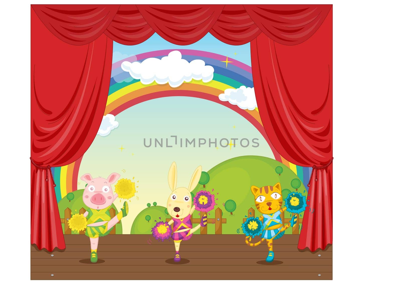 illustration of animals on stage