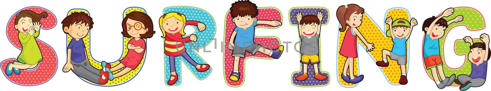 illustration of cartoon alphabets on white