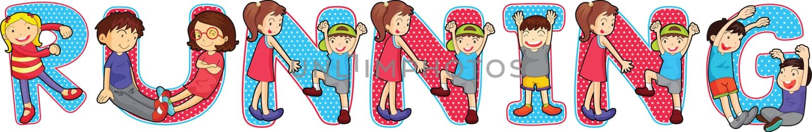 illustration of cartoon alphabets on white