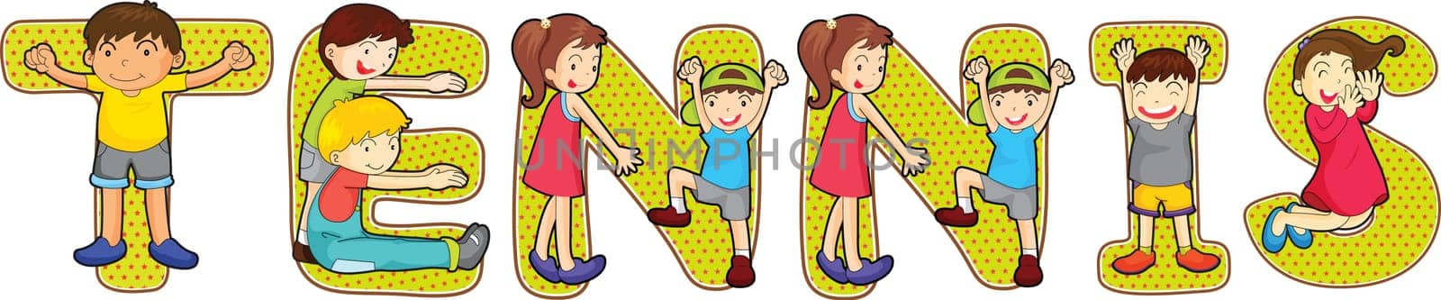 illustration of cartoon alphabets on white