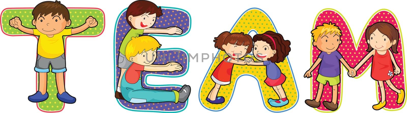 illustration of cartoon alphabets on white