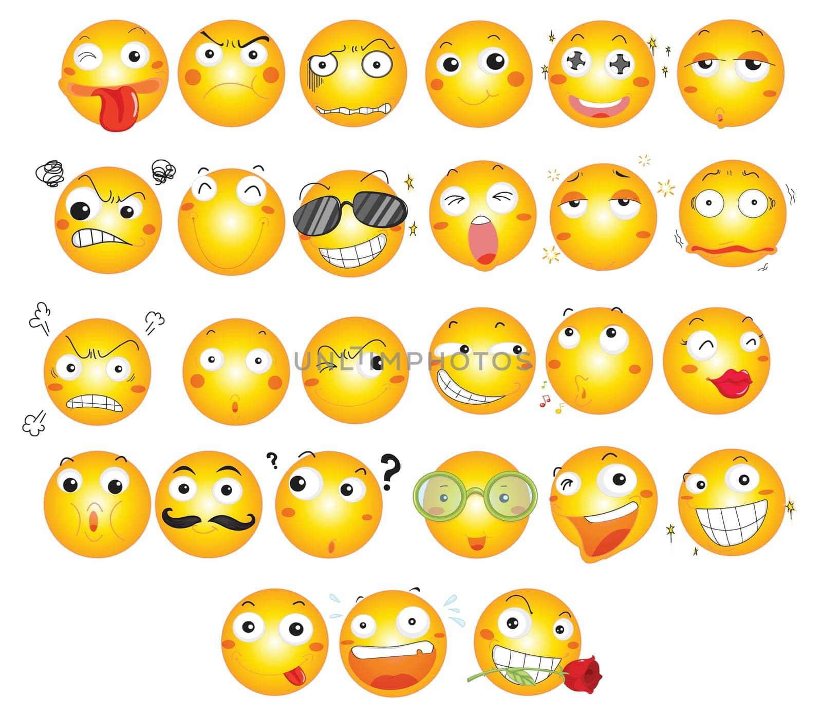 illustration of smileys on white