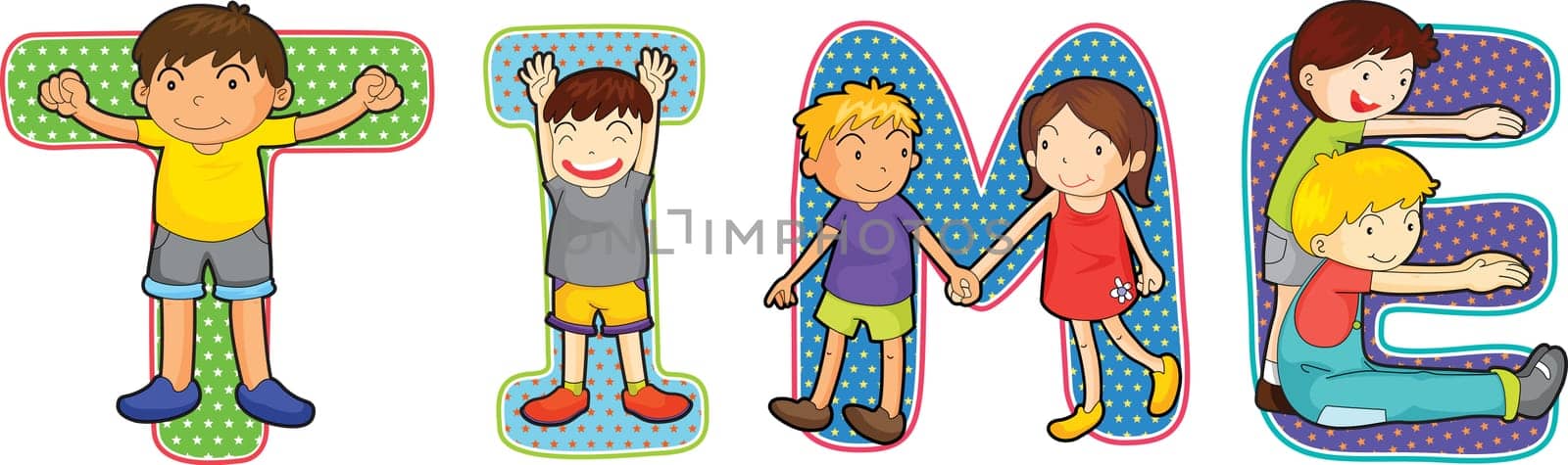 illustration of cartoon alphabets on white